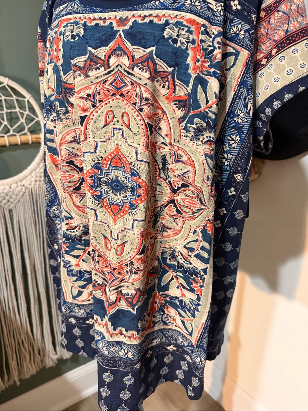 NWT Lucky Brand Boho Medallion Print Tee Navy Multi Size 1X MSRP $39.50 - Picture 6 of 6